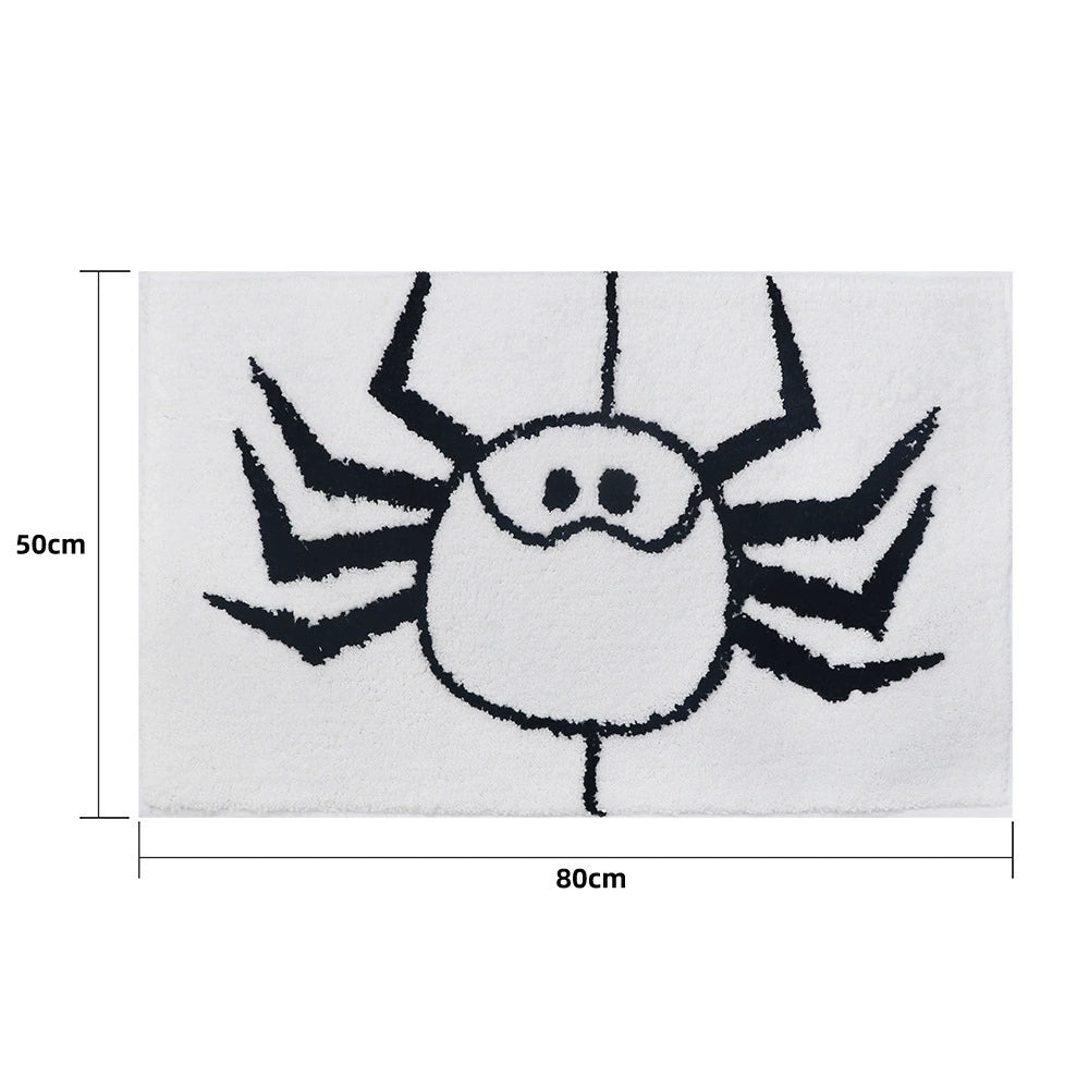 Feblilac Halloween Creative Spider Web Holiday Horror Decoration Tufted Bath Mat