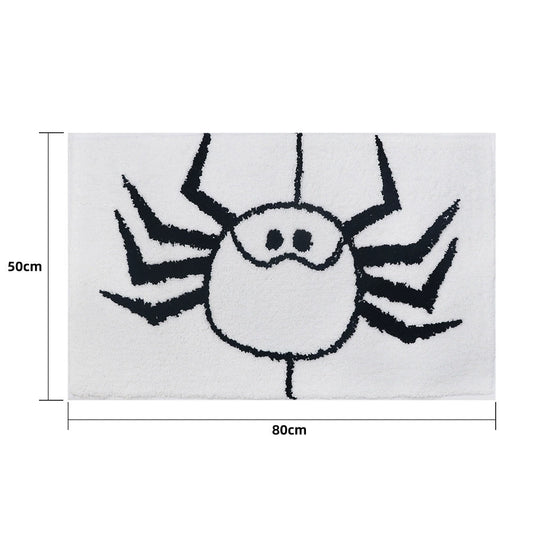 Feblilac Halloween Creative Spider Web Holiday Horror Decoration Tufted Bath Mat