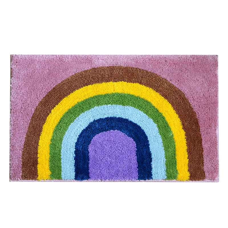 Feblilac Rainbow Bedroom Mat, Cute Colorful Rug