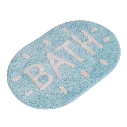 Feblilac BATH Bath Mat, Cute Typograph Bathroom Rug, Soft Flush Non-Slip Water Absorbent Mat