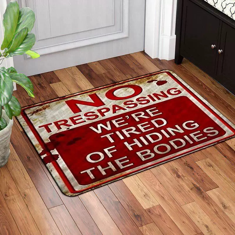 Feblilac Halloween No Trespassing PVC Coil Door Mat