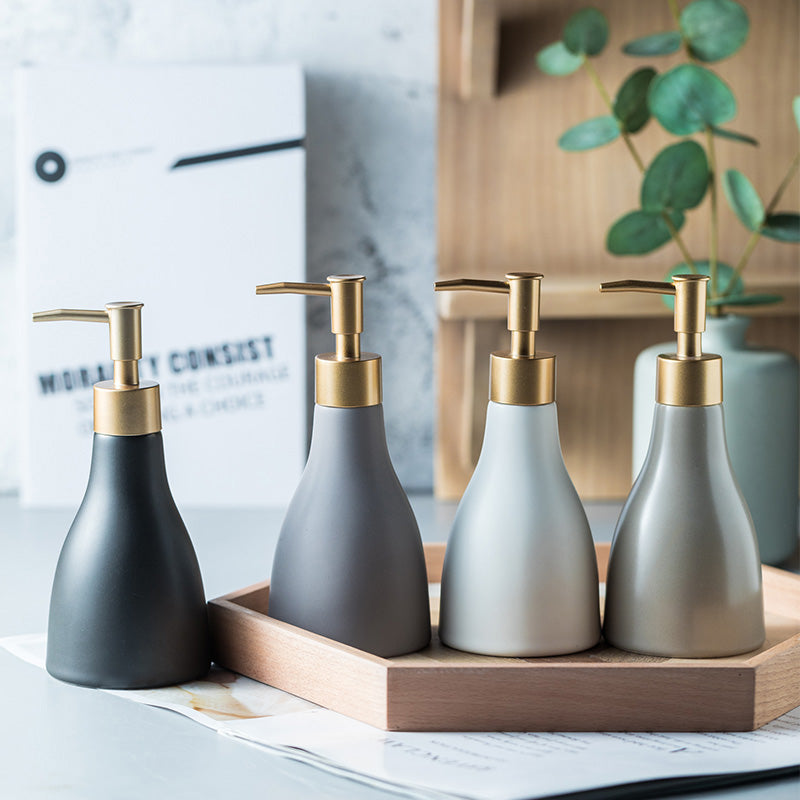 Ceramic Soap Dispenser, Taper Shape Solid Color Bottle for Kitchen Bathroom - view 3