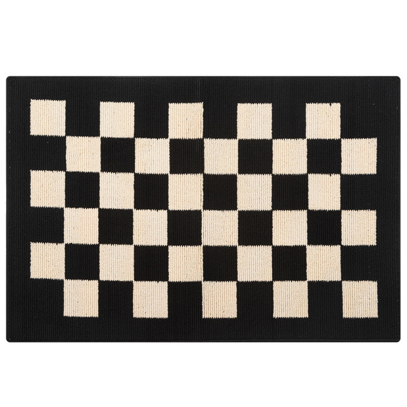 Feblilac Checkerboard Home Entry Door Mat, Home Door Porch, Dust Removal and Wear-resistant Door Mat, Simple W - view 2