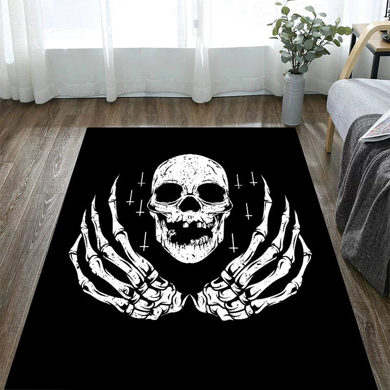 Feblilac Big Skull Hand Halloween Horror Party Decorative Tufted Acrylic Livingroom Carpet Area Rug