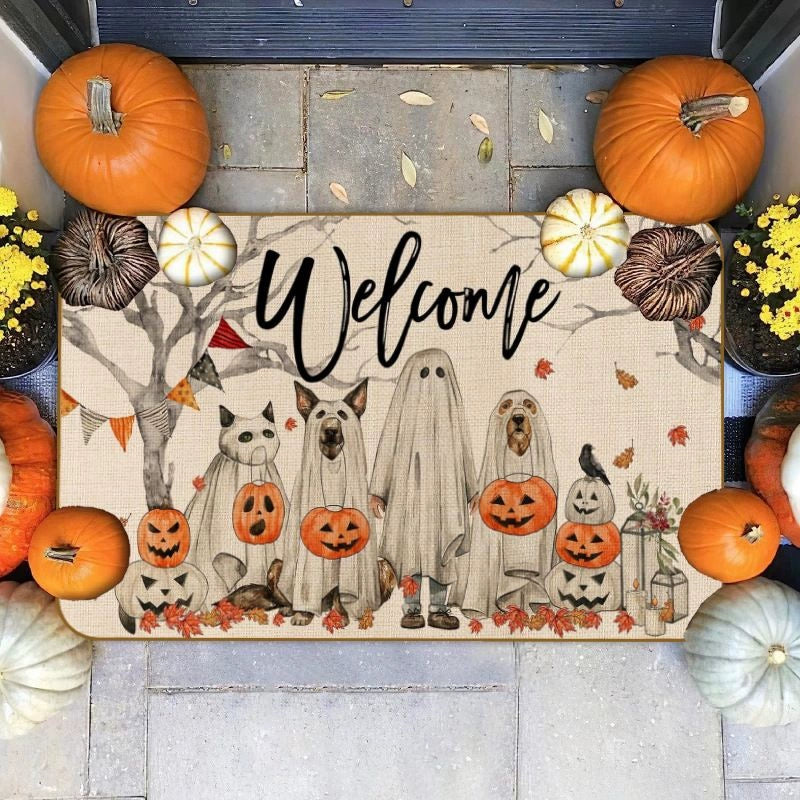 Feblilac Halloween Horror Pumpkin Animals PVC Coil Door Mat