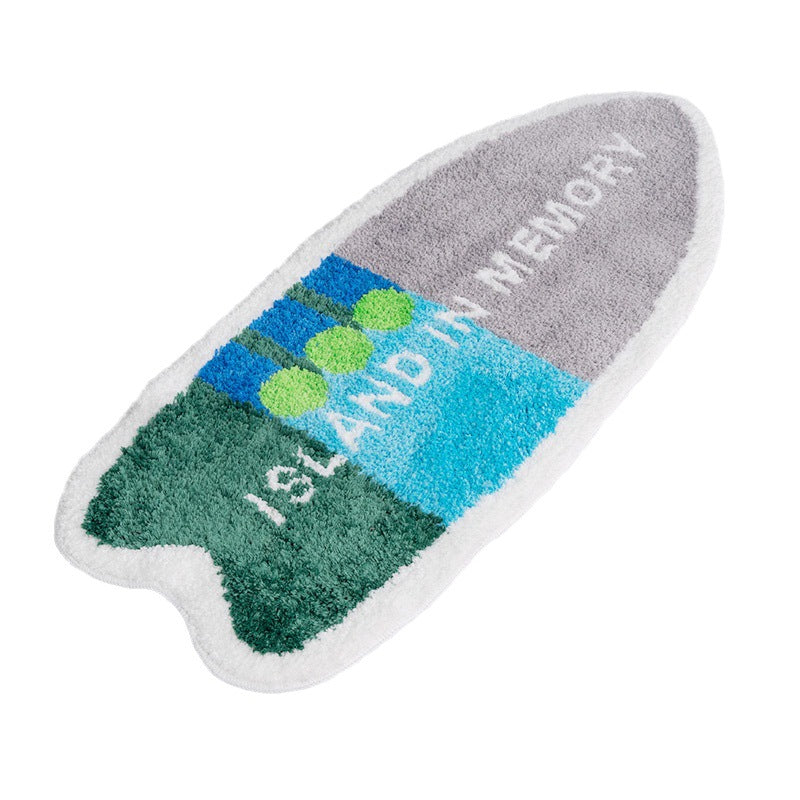 Feblilac Island in Memory Bath Mat, Surfboard Bathroom Rug