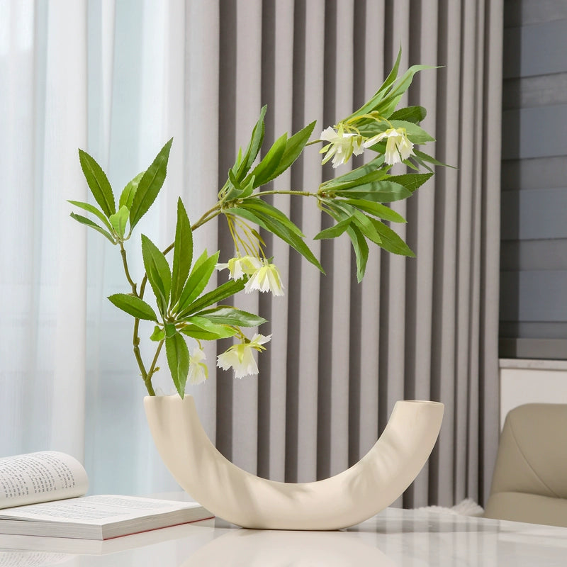 Feblilac Water Stone Ficus Ceramic Vase Ornament Living Room Flower Arrangement Entrance TV Cabinet Green Plan - view 2