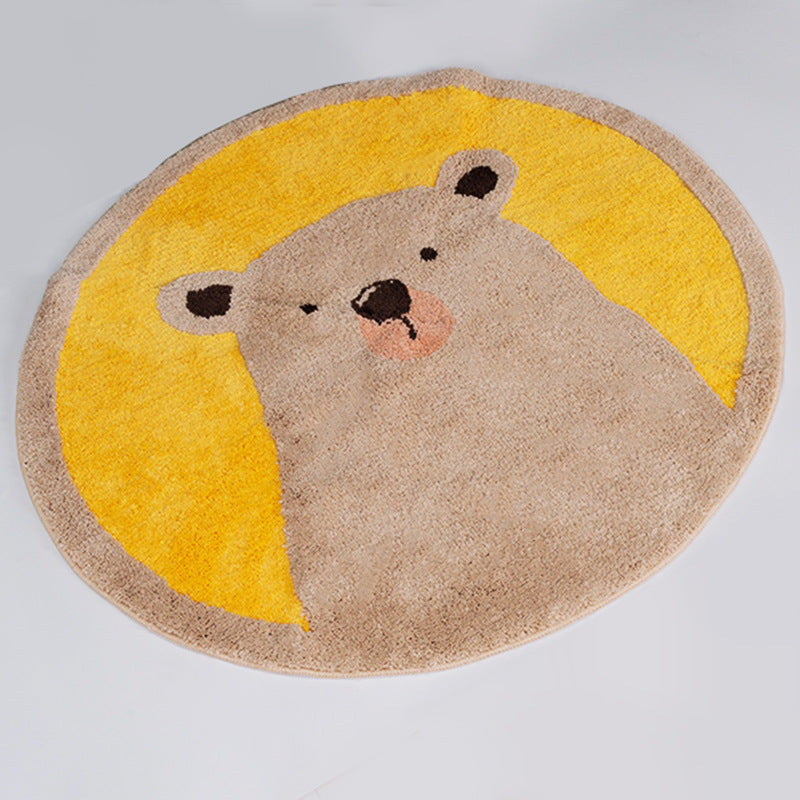 Feblilac Pink Rabbit Bath Mat, Cute Cartoon Animal Round Bathroom Rug, Soft Flush Non-Slip Water Absorbent Mat - view 6