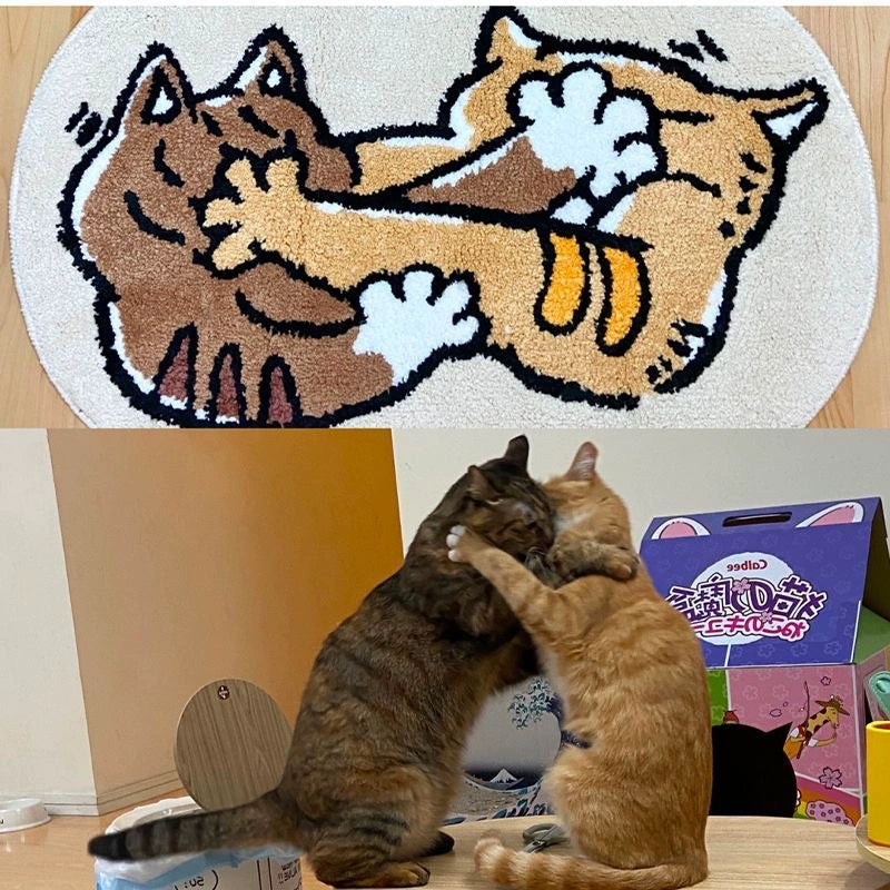 Feblilac Fighting Cats Tufted Bath Mat - view 2