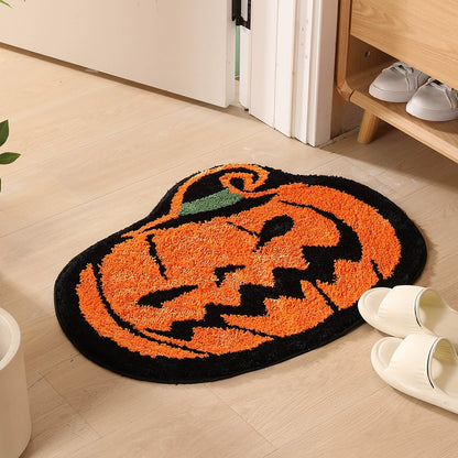 Feblilac Halloween Pumpkin Tufted Bath Mat