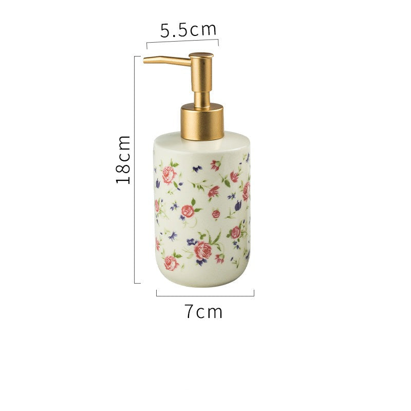 Rose Floral Ceramic Soap Dispenser, American Countryside Style Home Decor