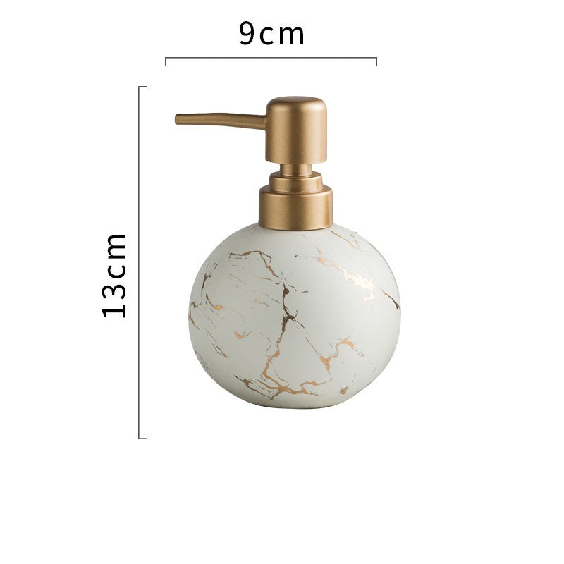 Feblilac Ceramic Soap Dispenser, Round Bottle for Kitchen Bathroom with Marble Texture - view 7