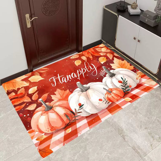 Feblilac Halloween Checkered pumpkins PVC Coil Door Mat