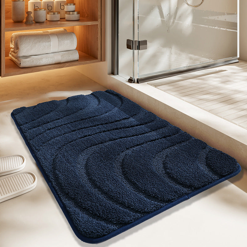 Feblilac Solid Color Tufted Bath Mat, Curve Pattern Bathroom Rug - view 3