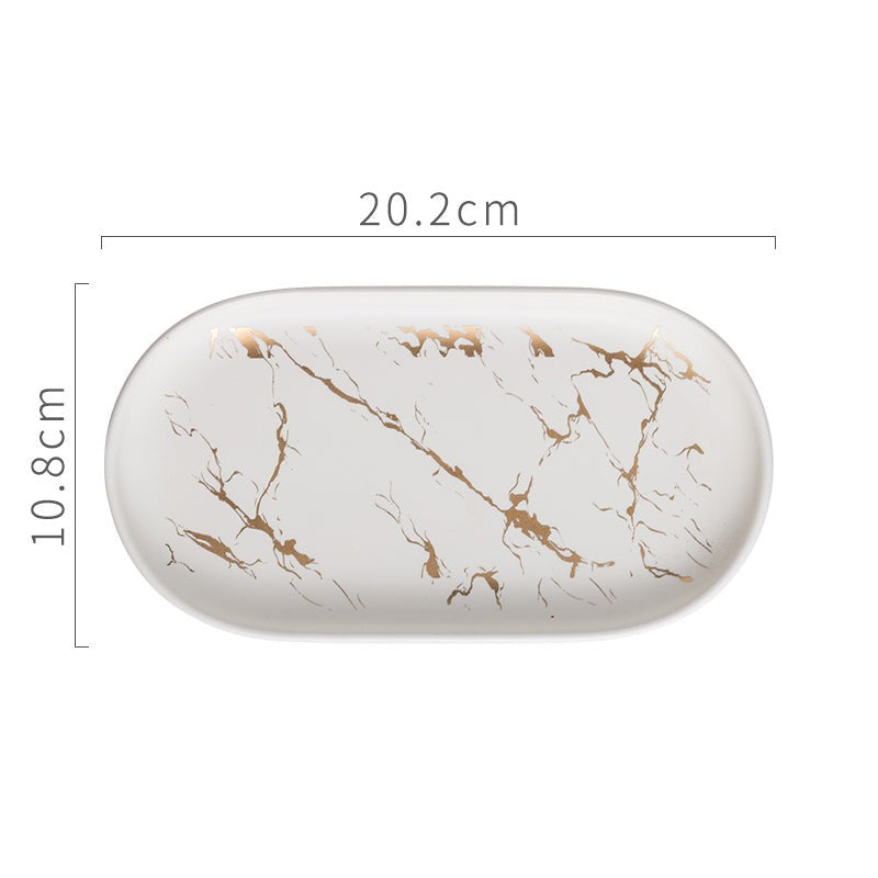 Ceramic Marble Texture Tray, Bathroom Home Decor