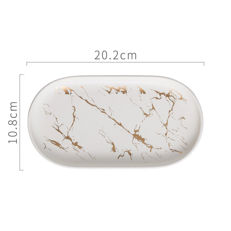 Ceramic Marble Texture Tray, Bathroom Home Decor - view 5