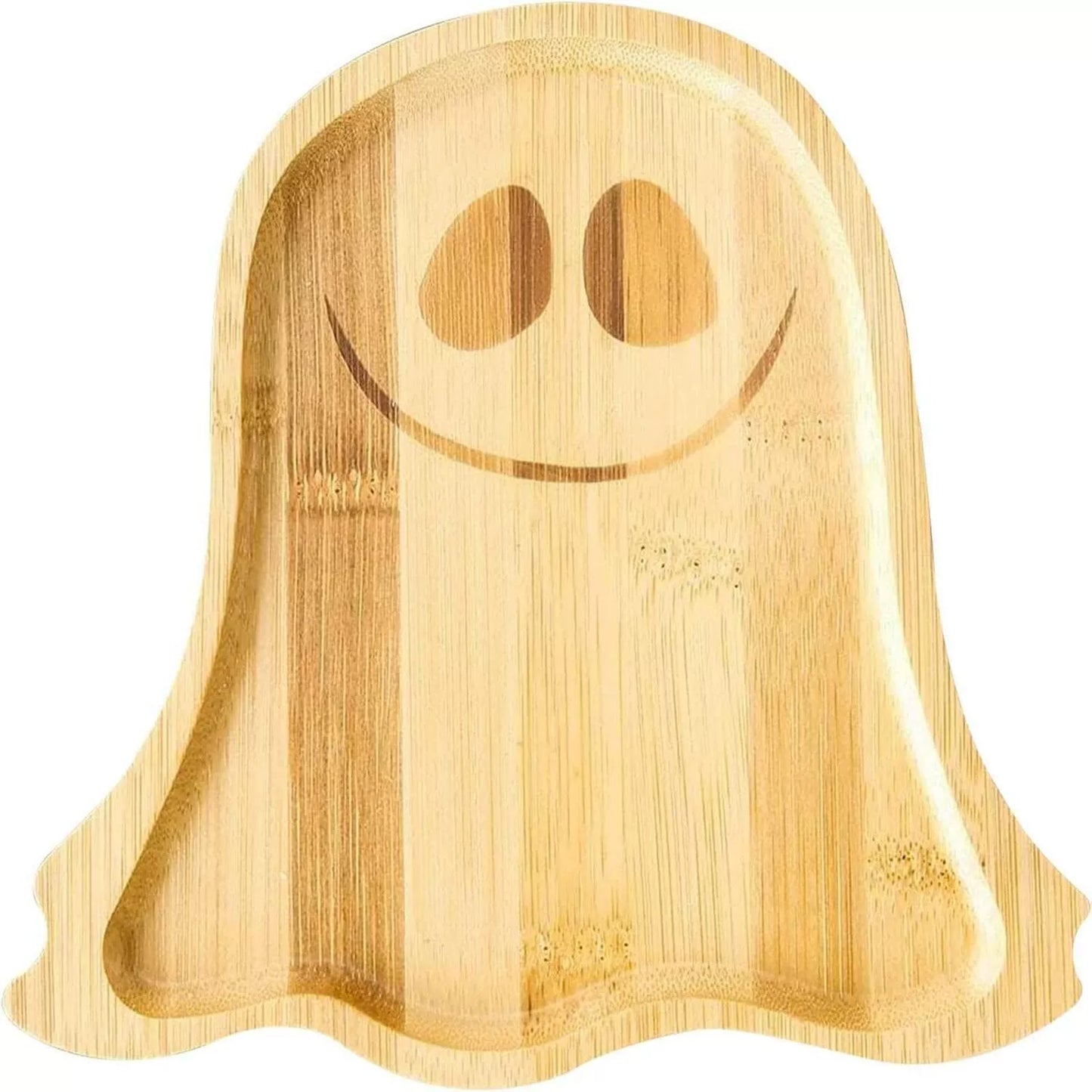 Feblilac Halloween Décor Pumpkin Plate Halloween Wooden Pumpkin Ghost Tray Dinner Plate Home Kitchen Set