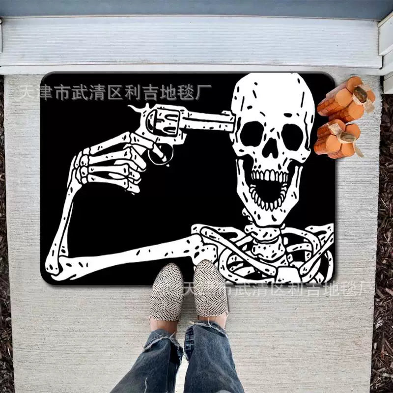 Feblilac Halloween Suicide Skull Horror PVC Coil Door Mat