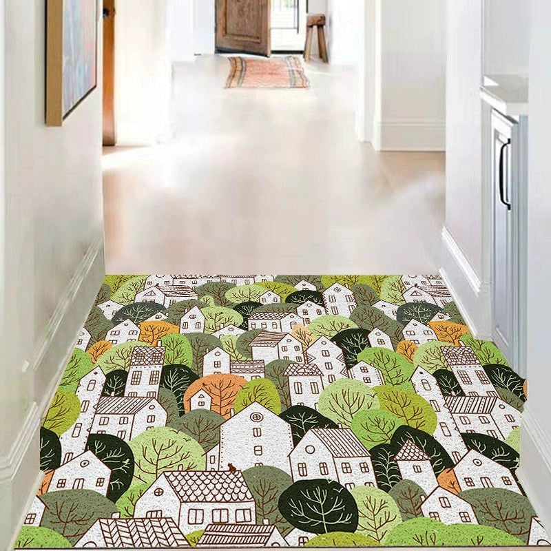 Feblilac Green Trees and House PVC Coil Door Mat - view 2