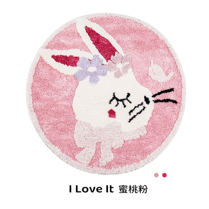 Feblilac Round Easter Cute Rabbit Tufted Bath Mat