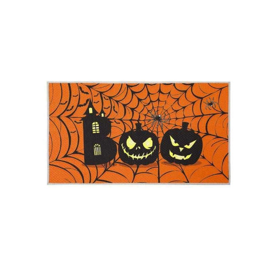 Feblilac Halloween Horror Pumpkin and Spider web PVC Coil Door Mat