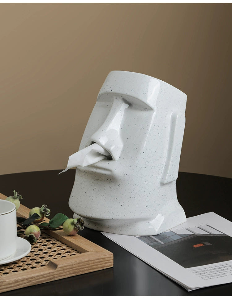 Easter Island Statue Nordic Style Tissue Box Ornament Living Room Dining Table Coffee Table Household Creative Ceramic Paper Box