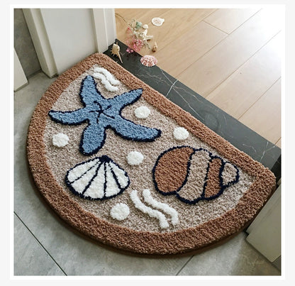 Feblilac Starfish shells Tufted Bath Mat