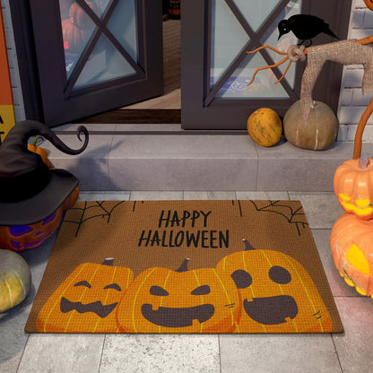 Feblilac Cartoon Pumpkin PVC Coil Door Mat