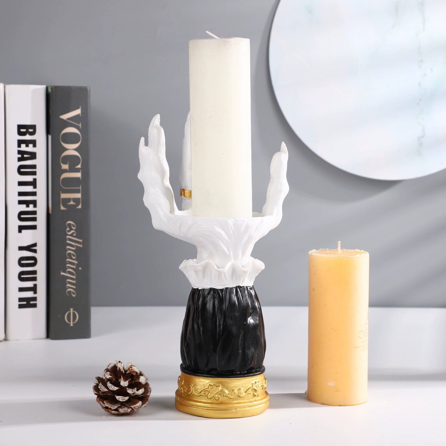 Feblilac Halloween Elements Palm Candle Holder Tray Atmosphere Decoration Horror Palm Tabletop Ornament