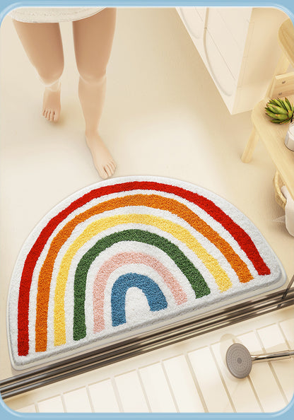 Feblilac Semicircle Rainbow Tufted Bath Mat