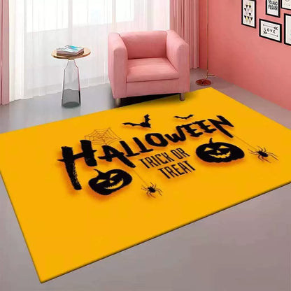 Feblilac Orange Halloween Horror Ghost Festival Handmade Tufted Acrylic Livingroom Carpet Area Rug