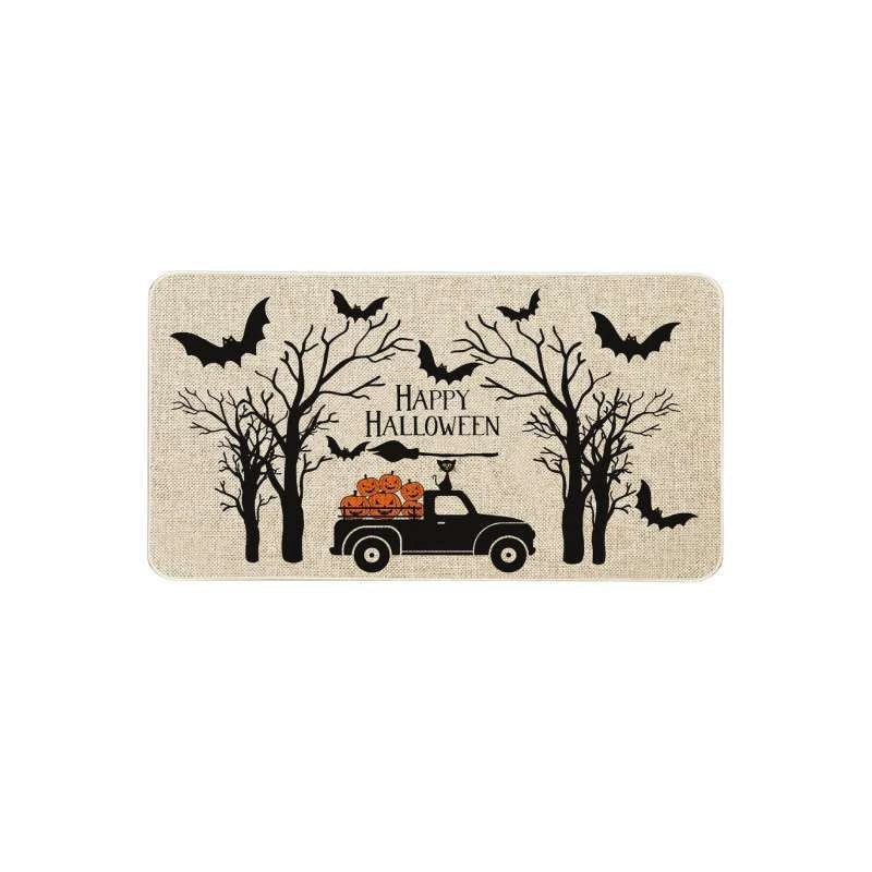 Feblilac Halloween Horror Cars Carrying Pumpkins PVC Coil Door Mat