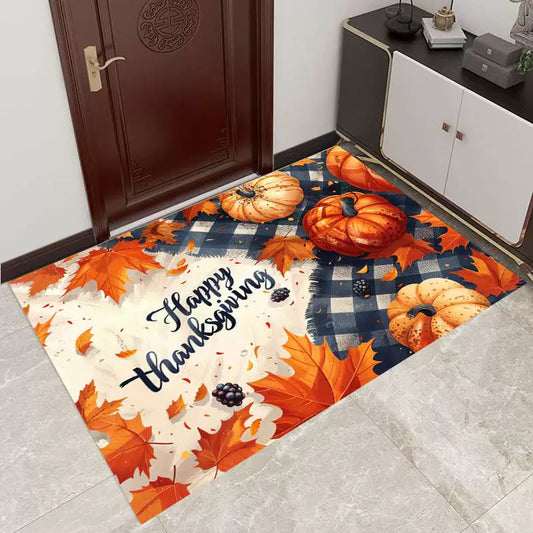 Feblilac Halloween Pumpkins Picnic PVC Coil Door Mat