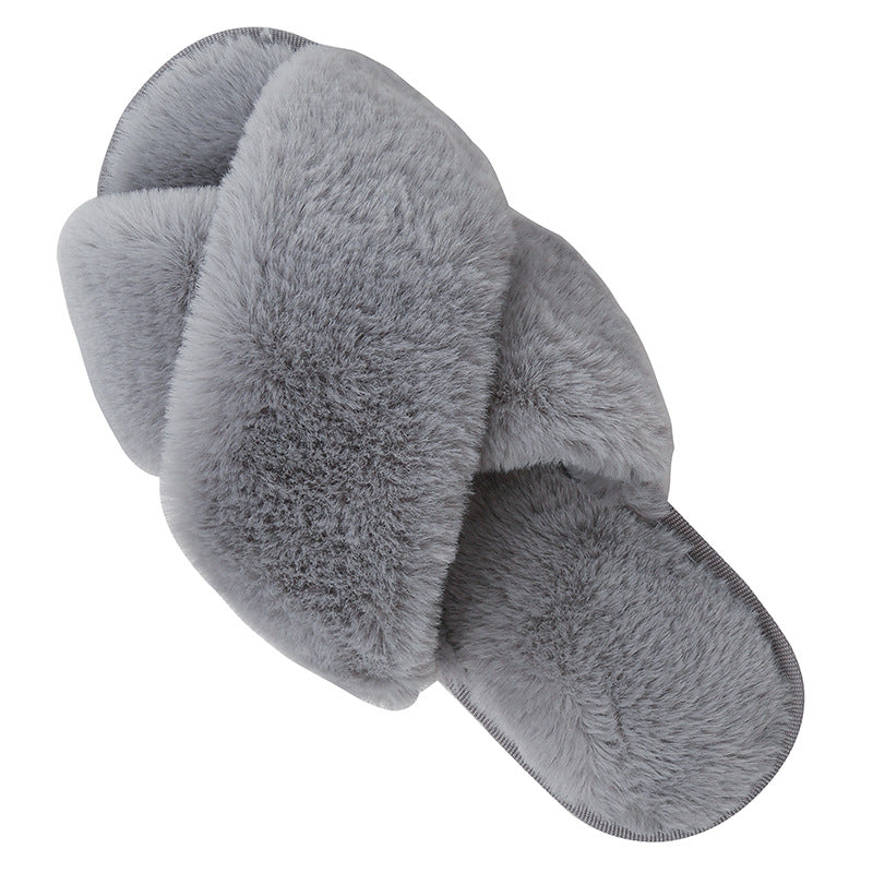 Fuzzy Cross Band Slippers for Women Girl - view 7