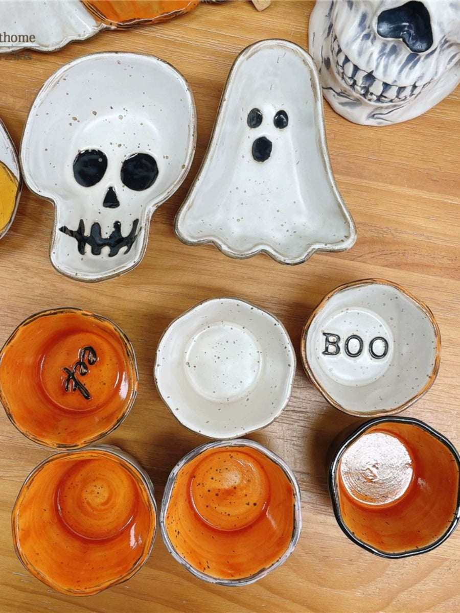 Feblilac Halloween Décor Ceramic Plate Pumpkin Imp Plate Imp Bowl - view 3