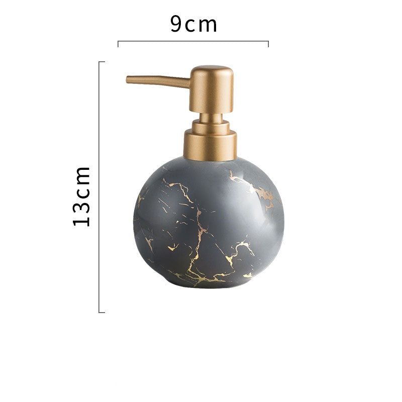 Feblilac Ceramic Soap Dispenser, Round Bottle for Kitchen Bathroom with Marble Texture - view 9