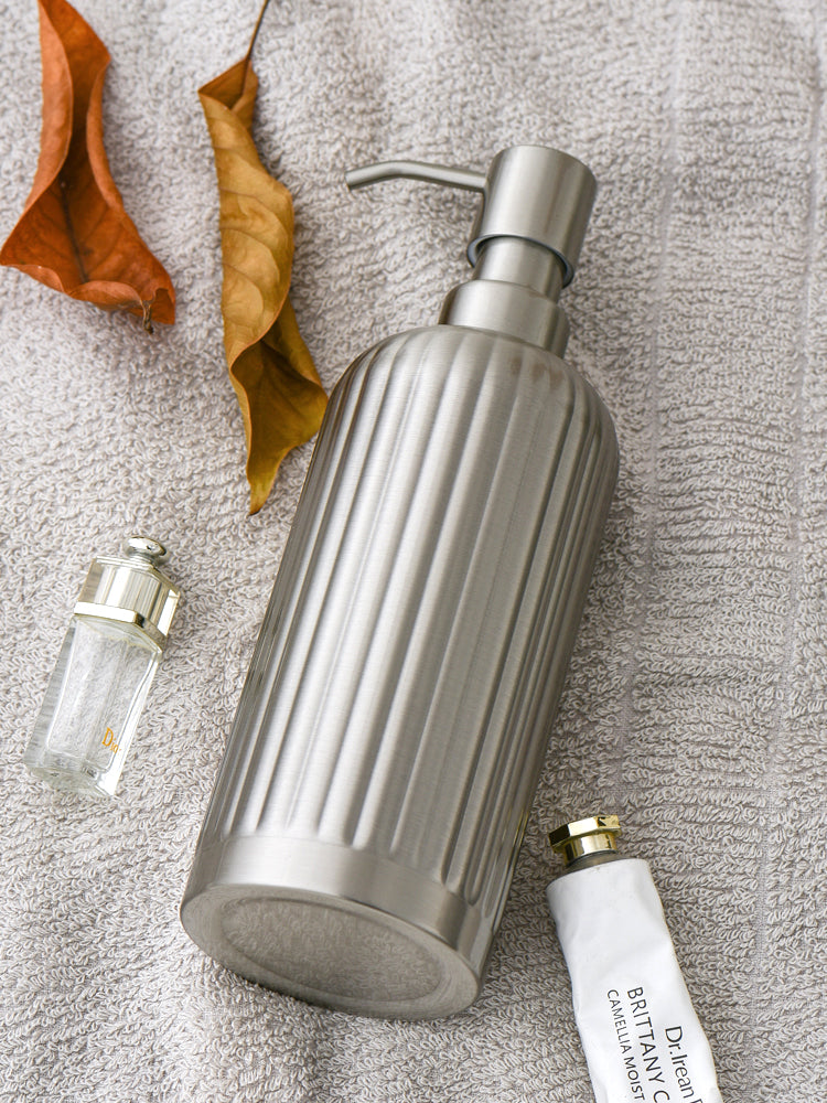 Stainless Steal Soap Dispenser, Iron Pump Bottle for Liquid Soap, Silver Bottle