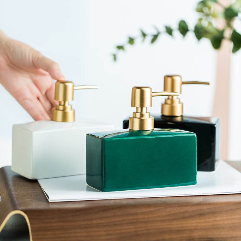 Ceramic Soap Dispenser, Flat Cuboid Bottle for Kitchen Bathroom - view 2