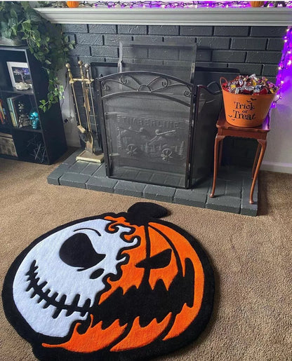 Feblilac Halloween Pumpkin Skull Tufted Bath Mat