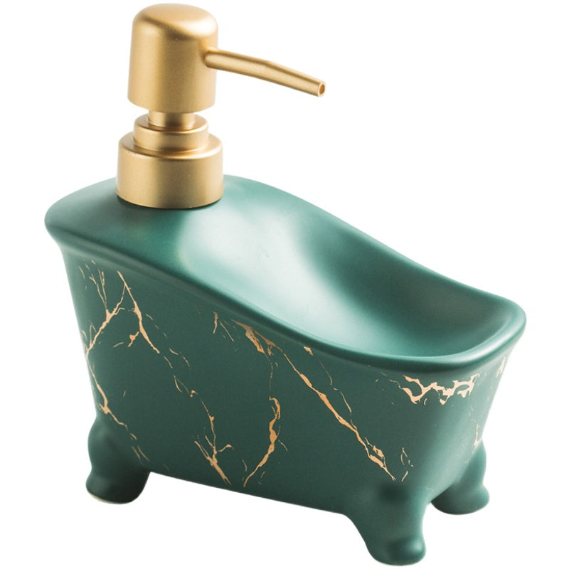 Ceramic Bathtub-Shape Soap Dispenser, Liquid Soap Pump Bottle