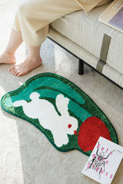 Feblilac Easter Misty Forest Ins Rabbit Tufted Bath Mat