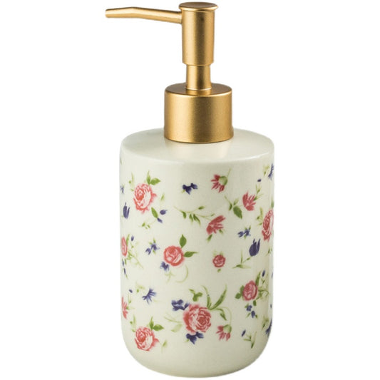 Rose Floral Ceramic Soap Dispenser, American Countryside Style Home Decor