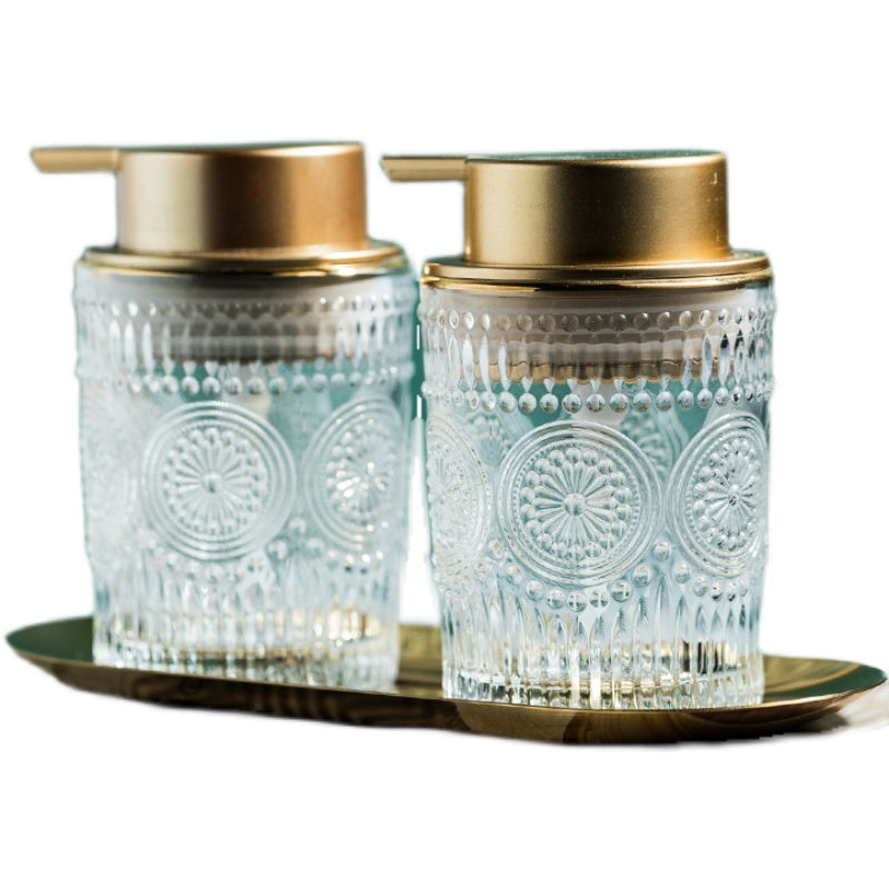 Glass Soap Dispenser, Flower Pattern Liquid Soap Bottle - view 6