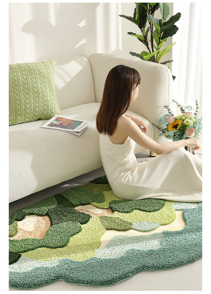 Feblilac Mountain Forest Moss Bedroom Rug Long Runner