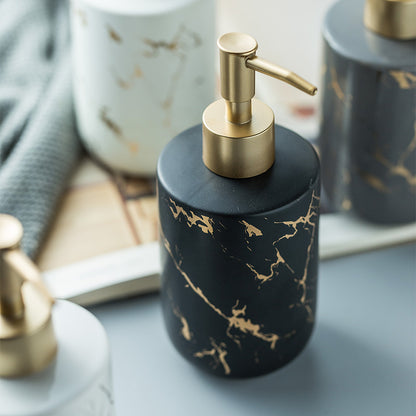 Ceramic Soap Dispenser, Marble Texture Bottle for Kitchen Bathroom