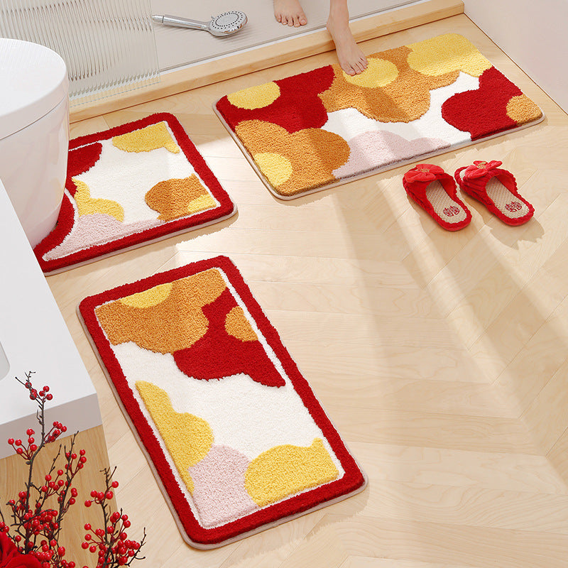 Red and Orange Flowers Tufted Bath Mat - view 4