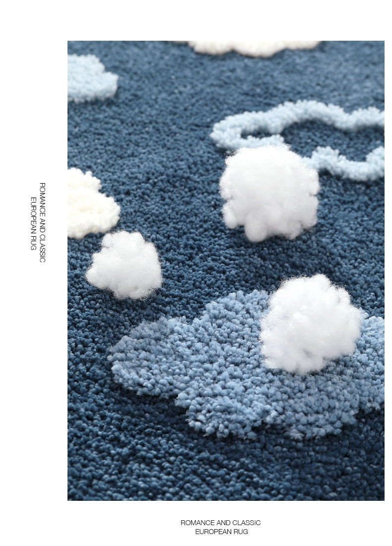 Feblilac Comic Clouds Bedroom Rug Long Runner