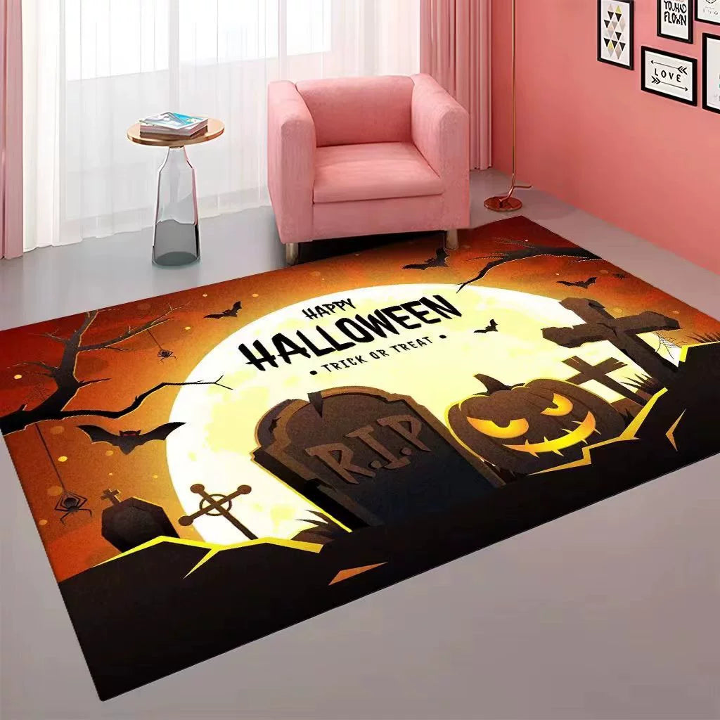 Feblilac Cross Tombstone Halloween Horror Ghost Festival Handmade Tufted Acrylic Livingroom Carpet Area Rug