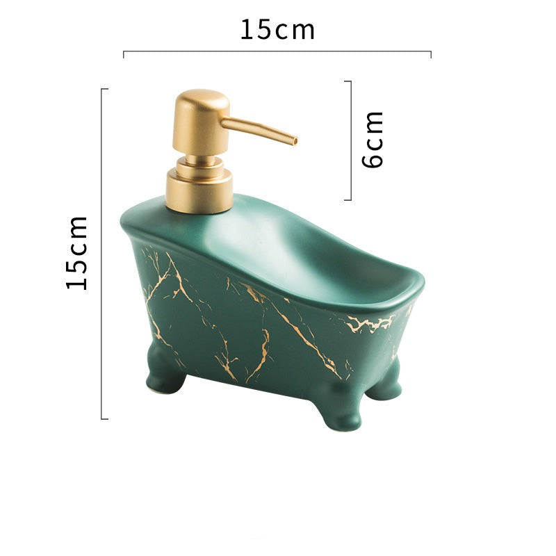 Ceramic Bathtub-Shape Soap Dispenser, Liquid Soap Pump Bottle - view 7
