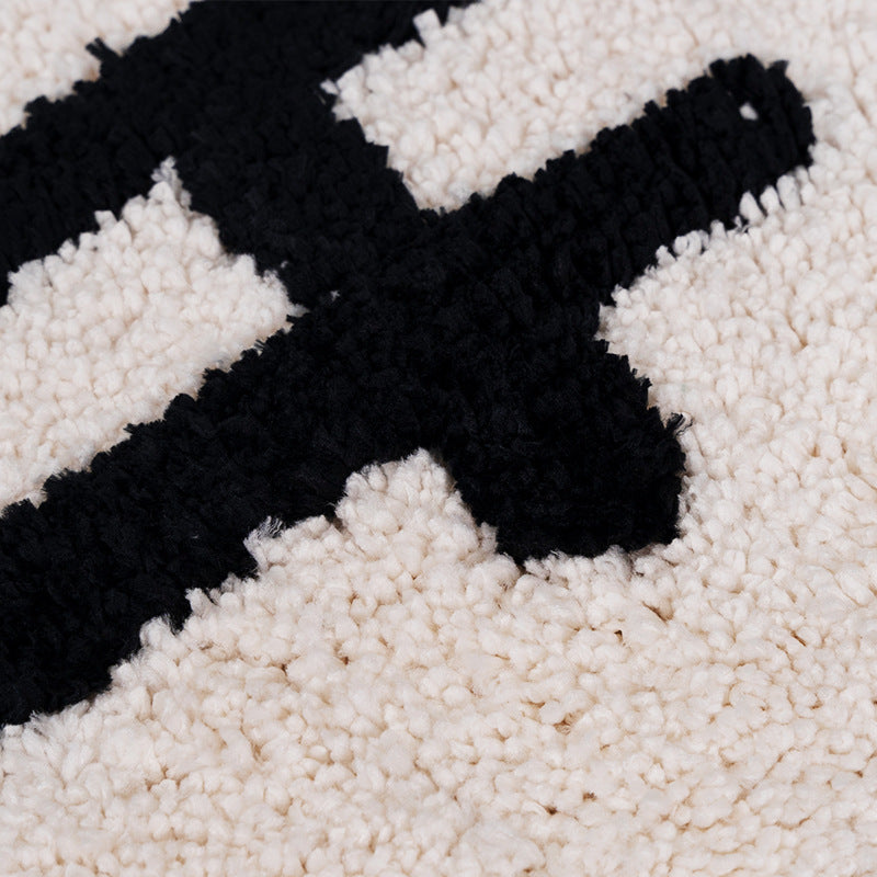 Feblilac BATH Letter Bath Mat, Simple Black and White Typography Bathroom Rug, Soft Flush Non-Slip Water Absor - view 2